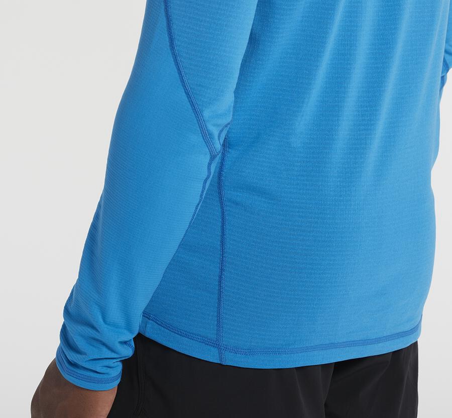 Hoka One One 1/2 Dragkedja Midlayer Top Herr - Blå - JZGHC-3285